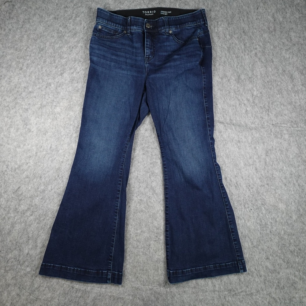Torrid Jeans Womens 14 Short Blue Bombshell Flare Super Soft Dark Wash Denim